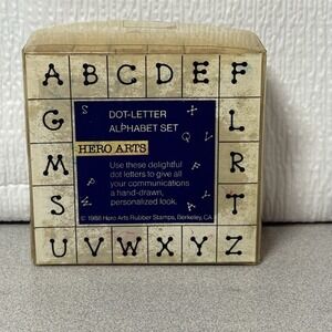 Hero Arts Dot-Letter Uppercase Alphabet Set of woodblock stamps Used